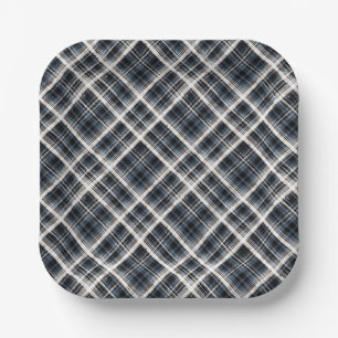 Assiettes En Carton écossais, noir et blanc, tartan, élégant, classiqu