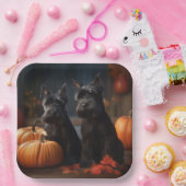 Assiettes En Carton Écossais Terrier Chiot Automne Citrouille délice (Fête)