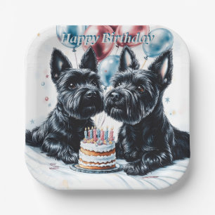 Assiettes En Carton Ecosse Terrier Anniversaire