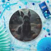 Assiettes En Carton Ecosse Terrier Citrouille Halloween effrayant (Fête)