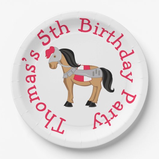 Assiettes En Carton Écoutez Ye Blonde mignon Cheval Chevalier (Devant)