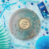 Assiettes En Carton Écran de poussière d'étoile sur Turquoise bleu (Fête)