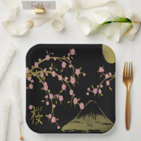 Écran Japonais Rose Sakura Or Noir