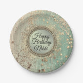 Assiettes En Carton Écrasage de la poussière d'étoile sur Vert Turquoi (Devant)