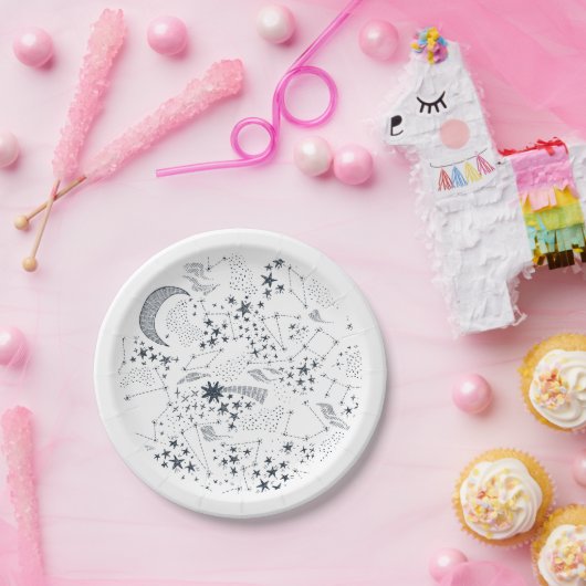 Assiettes En Carton Écrit dans la constellation des étoiles (Fête)