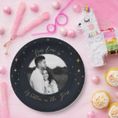 Assiettes En Carton Écrit dans les Stars Gold & Blue Celestial Photo (Fête)