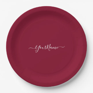 Assiettes En Carton écriture bordeaux et élégante