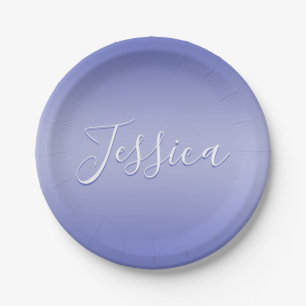 Assiettes En Carton Écriture cursive éditable Violet blanc et violet