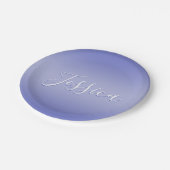 Assiettes En Carton Écriture cursive éditable | Violet blanc et violet (Angle)