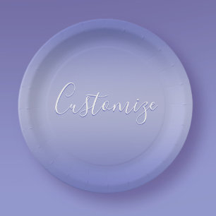 Assiettes En Carton Écriture cursive éditable Violet blanc et violet