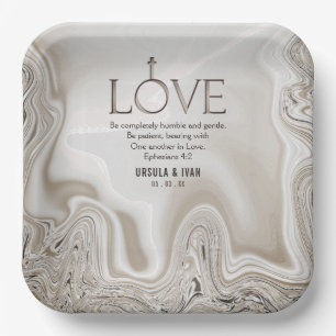 Assiettes En Carton Écriture d'amour Verse Ephésiens 4:2 Mariage