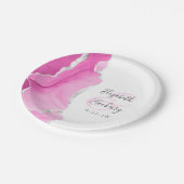 Assiettes En Carton Écriture de géode d'agate rose argent mariage (Angle)