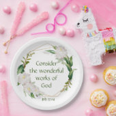 Assiettes En Carton Écriture Inspirante Citation Roses blanches Fleur (Fête)