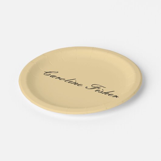 Assiettes En Carton Écriture Manuelle Classique Simple Beige (Angle)