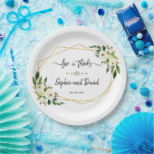 Assiettes En Carton Écriture manuscrite florale en floraison blanche a (Fête)