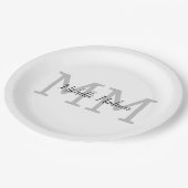 Assiettes En Carton Écriture manuscrite moderne monographie Nom Initia (Angle)