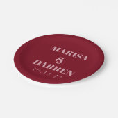 Assiettes En Carton Écriture manuscrite Script Rouge Rose Mariage pers (Angle)