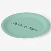 Assiettes En Carton Écriture manuscrite Turquoise légère Nom créatif t (Angle)