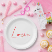 Assiettes En Carton Écriture Mariage tendance White Red Love Nom (Fête)