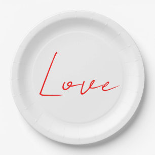 Assiettes En Carton Écriture Mariage tendance White Red Love Nom