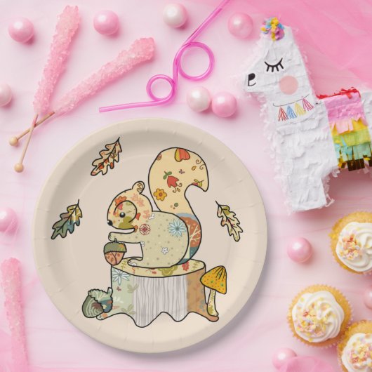 Assiettes En Carton Écureuil coloré (Fête)