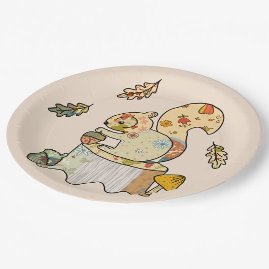Assiettes En Carton Écureuil coloré (Angle)