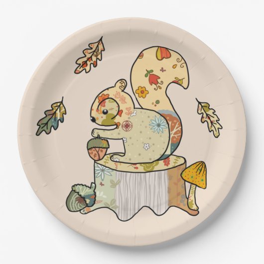 Assiettes En Carton Écureuil coloré (Devant)