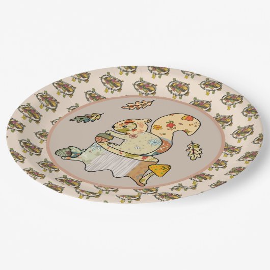 Assiettes En Carton Écureuil coloré (Angle)