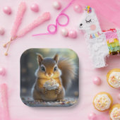 Assiettes En Carton Écureuil d'anniversaire avec Cupcake (Fête)