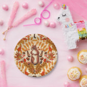 Assiettes En Carton Écureuil d'automne sur blanc (Fête)