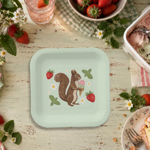 Assiettes En Carton Écureuil fantaisiste avec fête forestière de glace
