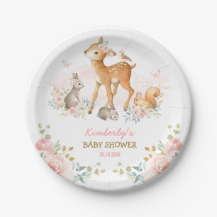 Assiettes En Carton Écureuil Girly de lapin de cerfs communs d'animau