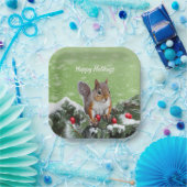 Assiettes En Carton Écureuil Noël Vacances Plaque en papier (Fête)