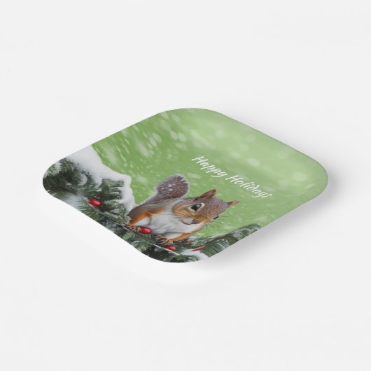Assiettes En Carton Écureuil Noël Vacances Plaque en papier (Angulaire)