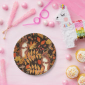 Assiettes En Carton Écureuils automnaux et flore sur brun foncé (Fête)