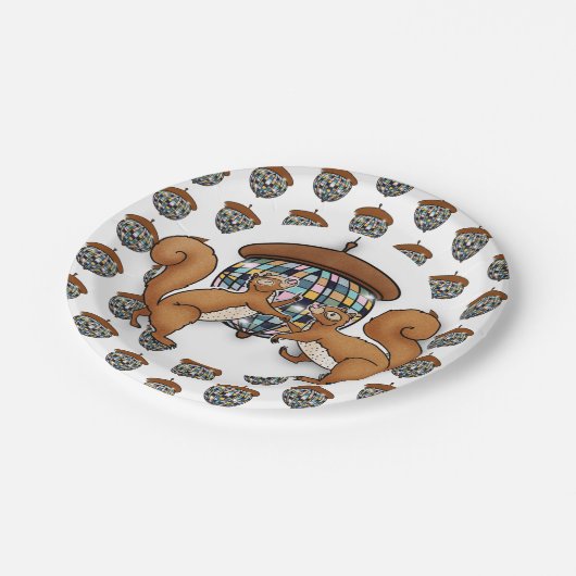 Assiettes En Carton Écureuils Disco (Angle)