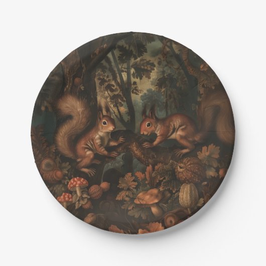 Assiettes En Carton Écureuils - Plaques de papier rond (Devant)