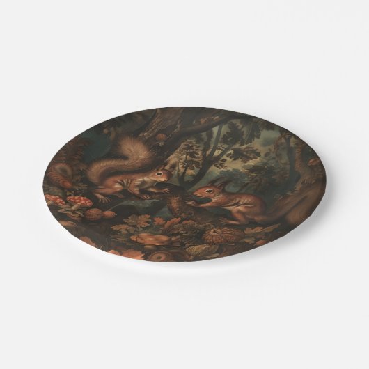Assiettes En Carton Écureuils - Plaques de papier rond (Angle)