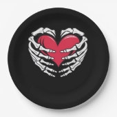 Assiettes En Carton Ed Heart Dans Les Mains Squelettiques Classique (Devant)