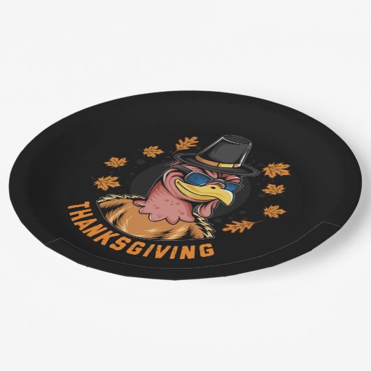 Assiettes En Carton Edgy Thanksgiving Turquie (Angle)