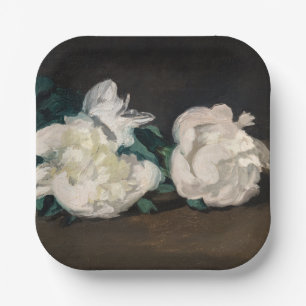 Assiettes En Carton Edouard Manet - Branche de pivoines blanches, séca