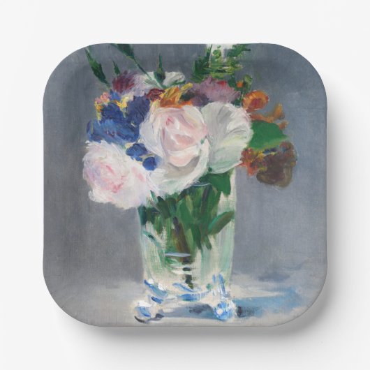 Assiettes En Carton Edouard Manet - Fleurs dans un Vase de Cristal (Recto)