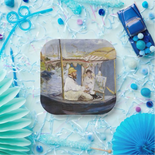 Assiettes En Carton Edouard Manet - Monet dans son Studio Boat (Fête)