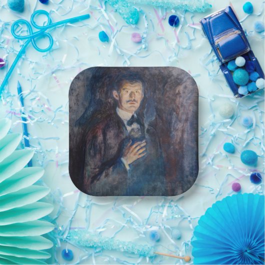 Assiettes En Carton Edvard Munch - Autoportrait avec cigarette (Fête)