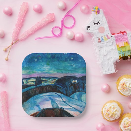 Assiettes En Carton Edvard Munch - Nuit étoilée 1922 (Fête)