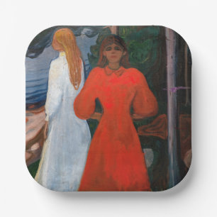 Assiettes En Carton Edvard Munch - Rouge et Blanc