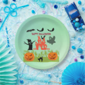Assiettes En Carton Eerie Les mains vertes émergent avec des Citrouill (Fête)