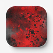 Assiettes En Carton Effet Dessin de peinture rouge et noir (Recto)