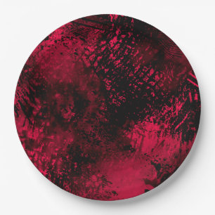 Assiettes En Carton Effet Dessin de peinture rouge et noir