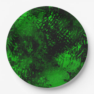 Assiettes En Carton Effet Dessin de peinture vert et noir